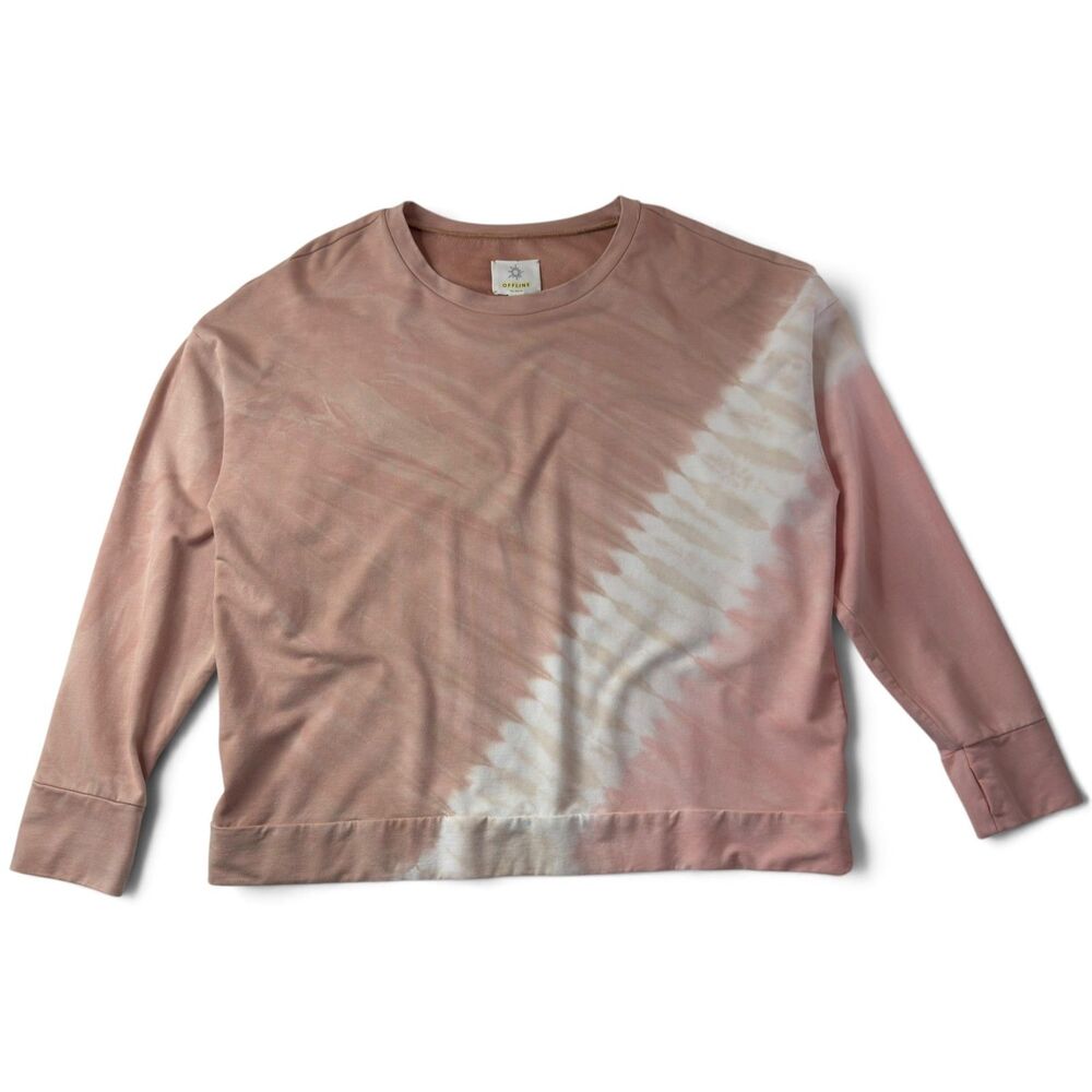 offline by aerie pink tie dye oversized crewneck sweatshirt thumb holes comfy xl